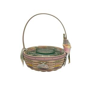 Longaberger 2001 Easter Basket Glass Egg Plate Liner Whitewash